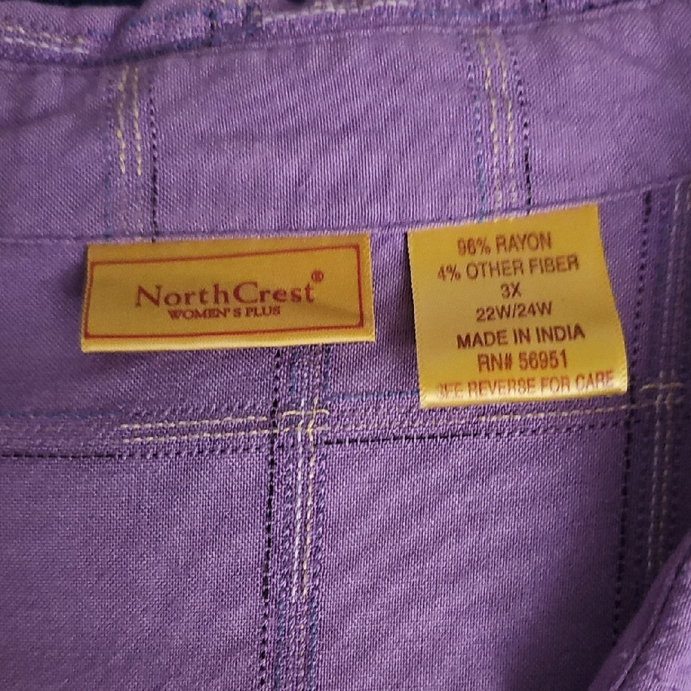 NorthCrest Women's Plus Purple Button-up Shirt